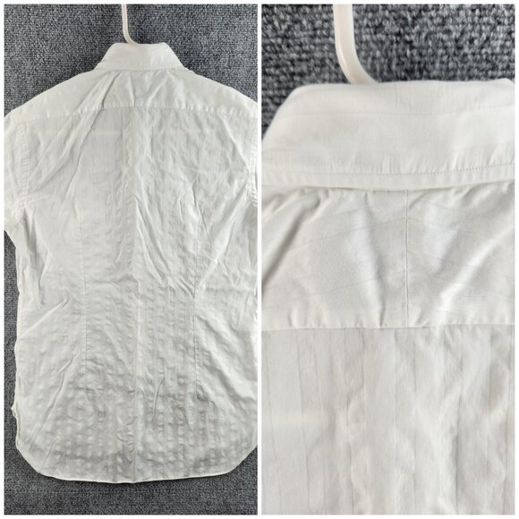 Lorenzini White Button Up Shirt Long Sleeve Hand Made Italy Cotton Bespoke 15.5 - Picture 15 of 16